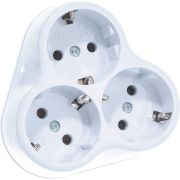 Разветвитель 3-м с заземл. 16А 250В еврослот кругл. бел. UNIVersal АК303