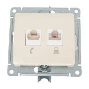 Розетка компьютерная + телефонная 2-м СП Glossa RJ45 + RJ11 кат.5E механизм беж. SE GSL000285