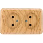 Розетка 2-м ОП Олимп 16А без заземл. сосна UNIVersal 5560858