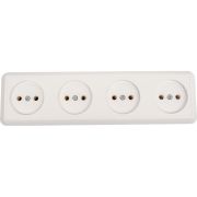 Розетка 4-м ОП Оптима РА16-402 16А IP20 с монтаж. пластиной бел. Кунцево 8024