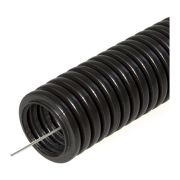 Труба гофрированная ПНД легкая d20мм с протяжкой 350 Н безгалоген. (HF) стойкая к УФ черн. (уп.100м) Промрукав 161557