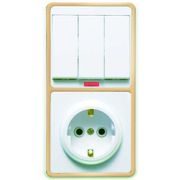 Блок БКВР-054 Бэлла (3-кл. выкл. с подсветкой + розетка с заземл.) зол. Кунцево 5846